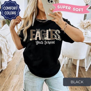 Leopard Eagles Mascot Shirt, Custom School Spirit Tee, Personalized Eagles Shirt, Custom Team Name tee, Game Day Shirt, Eagles Spirit Shirt Black