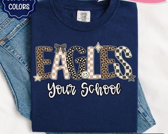 Camiseta de mascota de los Eagles, camiseta personalizada con el espíritu escolar, camiseta personalizada de los Eagles, camiseta personalizada con el nombre del equipo, camiseta del día del juego, camiseta con el espíritu de los Eagles