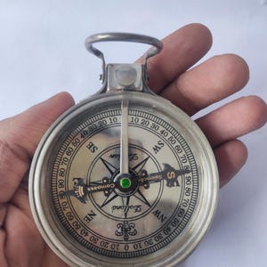 Vintage Brass Sundial Compass - Antique Pocket Navigation Compass for Outdoor Hiking, Camping & Collectors