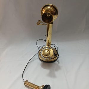 Vintage Style Red & Gold Rotary Dial Telephone – Retro Home Decor Collectible