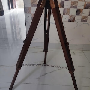 Vintage Wooden Tripod Stand – Antique Style Camera or Lamp Base – Rustic Home Decor