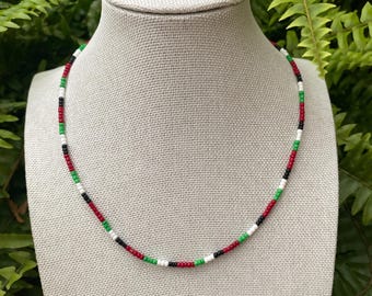 Gargantilla de cuentas palestinas / Collar rojo, verde, blanco y negro / Las ganancias se donan