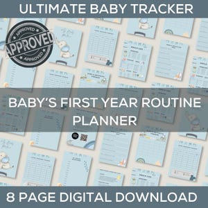 Planejador de rotina do primeiro ano do bebê / Registro diário para impressão, rastreador de sono, gráfico de marcos e muito mais / Download instantâneo em PDF