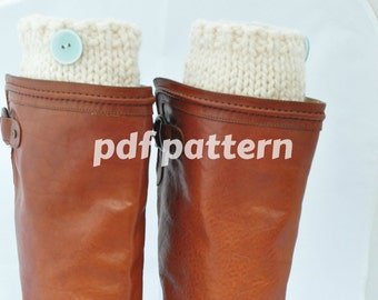 Pattern - Hand Knit Boot Cuff Pattern | Classic Boot Sock Pattern | Knit Leg Warmer Pattern | Button Cuff Pattern | Bulky Boot Cuff Pattern