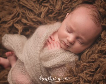 Knit Mohair Newborn Wrap | Photo Prop, Layering Blanket