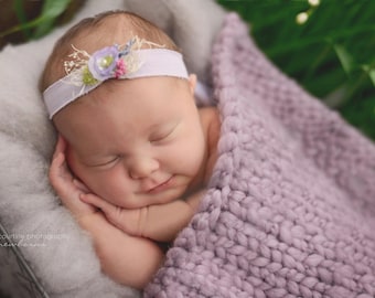 Chunky Knit Newborn Posing Blanket | Reversible Photo Prop