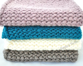 Chunky Knit Newborn Posing Blanket | Reversible Photo Prop