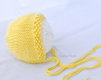 Hand Knit Newborn Bonnet | Cotton Blend, Photo Prop