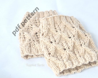 Lace Knit Boot Cuff Pattern – Hand Knit Leg Warmer (PDF Pattern)