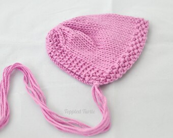 Hand Knit Baby Bonnet | Linen Stitch Newborn Photo Prop