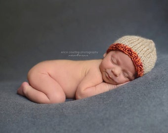 Knit Newborn Baby Hat | Autumn Color Block, Photo Prop