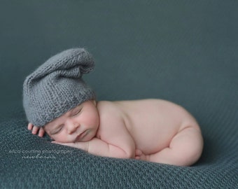 Hand Knit Alpaca Newborn Slouch Hat | Photo Prop