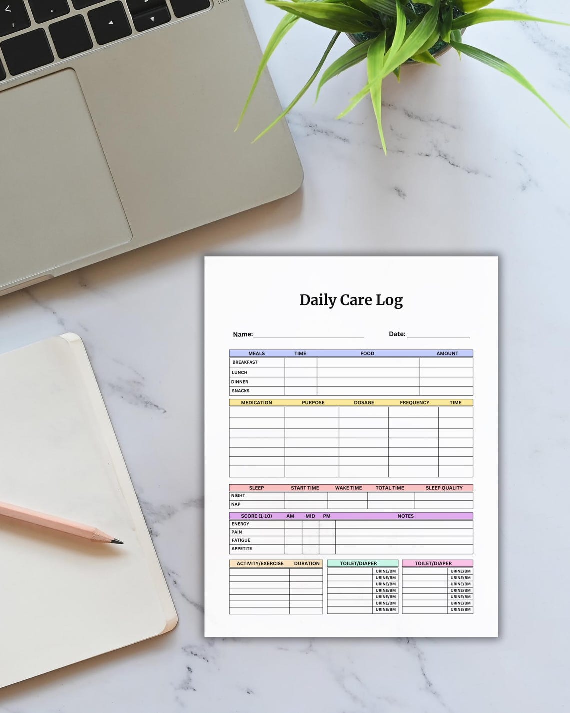 Caregiver Daily Care Log Printable for Elderly Senior Care, Daily ...