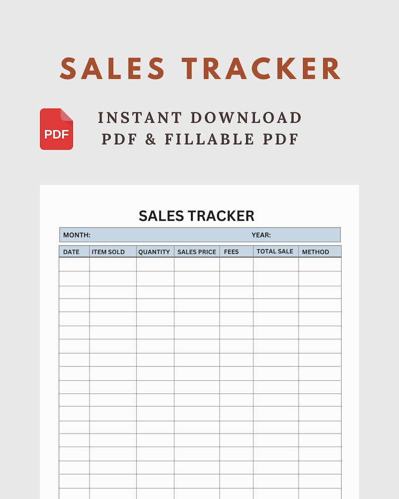 Sales Tracker Text Sales Tracker Template: Printable & Fillable PDF for Small Business - Etsy