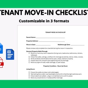 Tenant Move-In Checklist Template: Landlord Rental Inspection Form (PDF, Word, Google Docs)