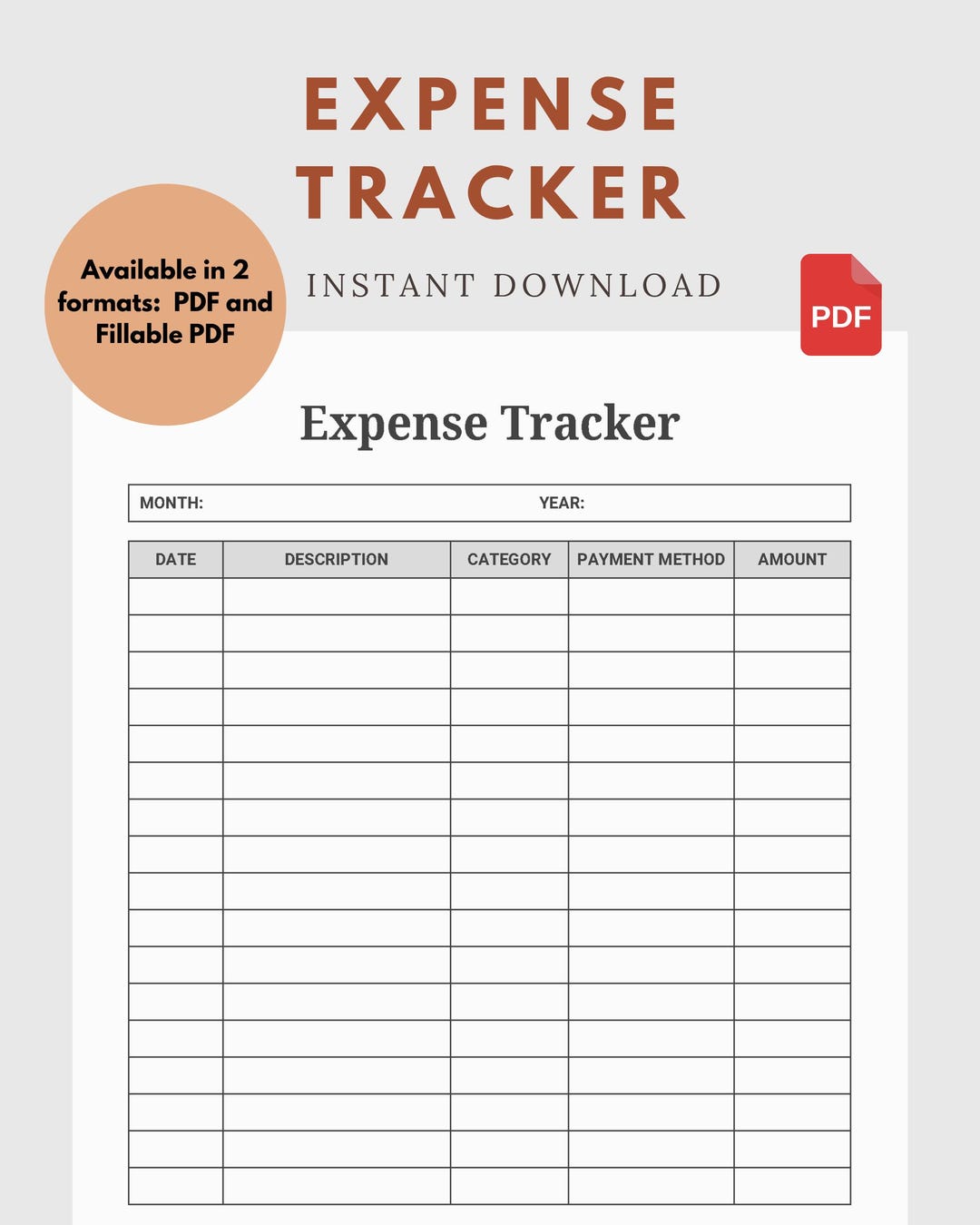 Expense Tracker Printable PDF: Finance Tracker Template - Etsy