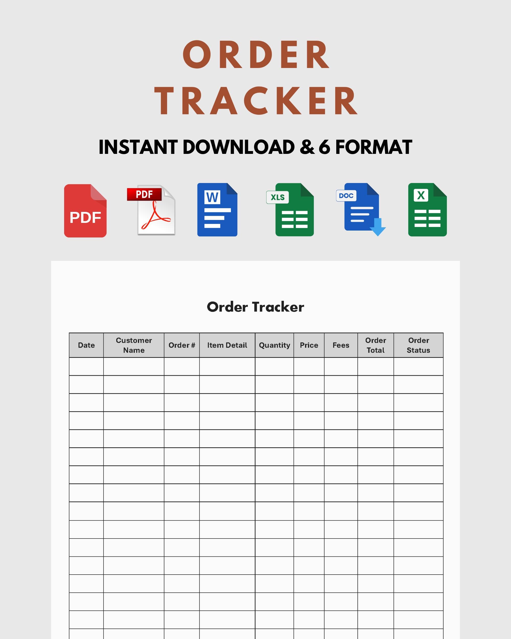 Order Tracking Form Example Order Tracker Template | Printable and Digital Order Log | PDF ...