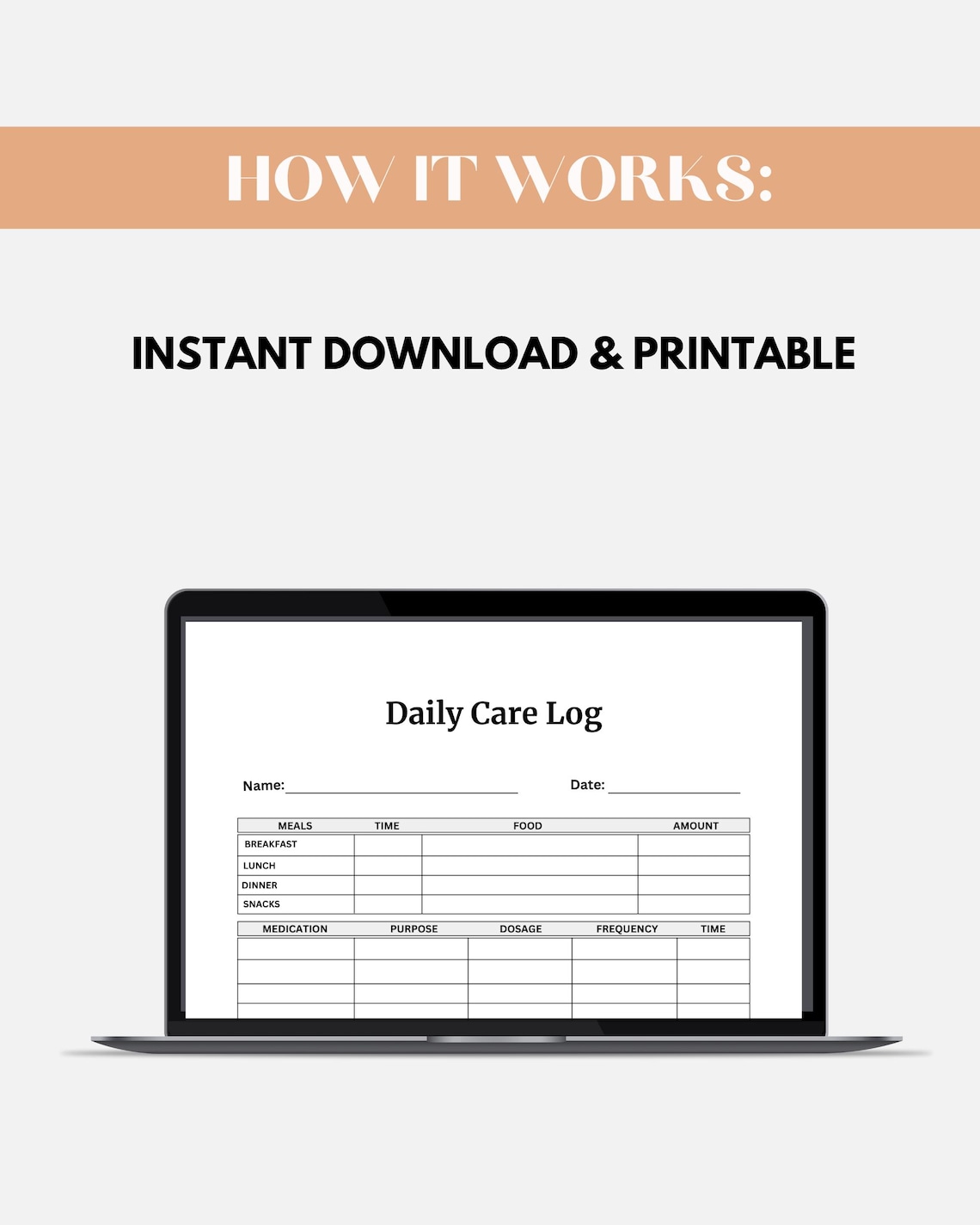 Caregiver Daily Care Log Printable for Elderly Senior Care, Daily ...