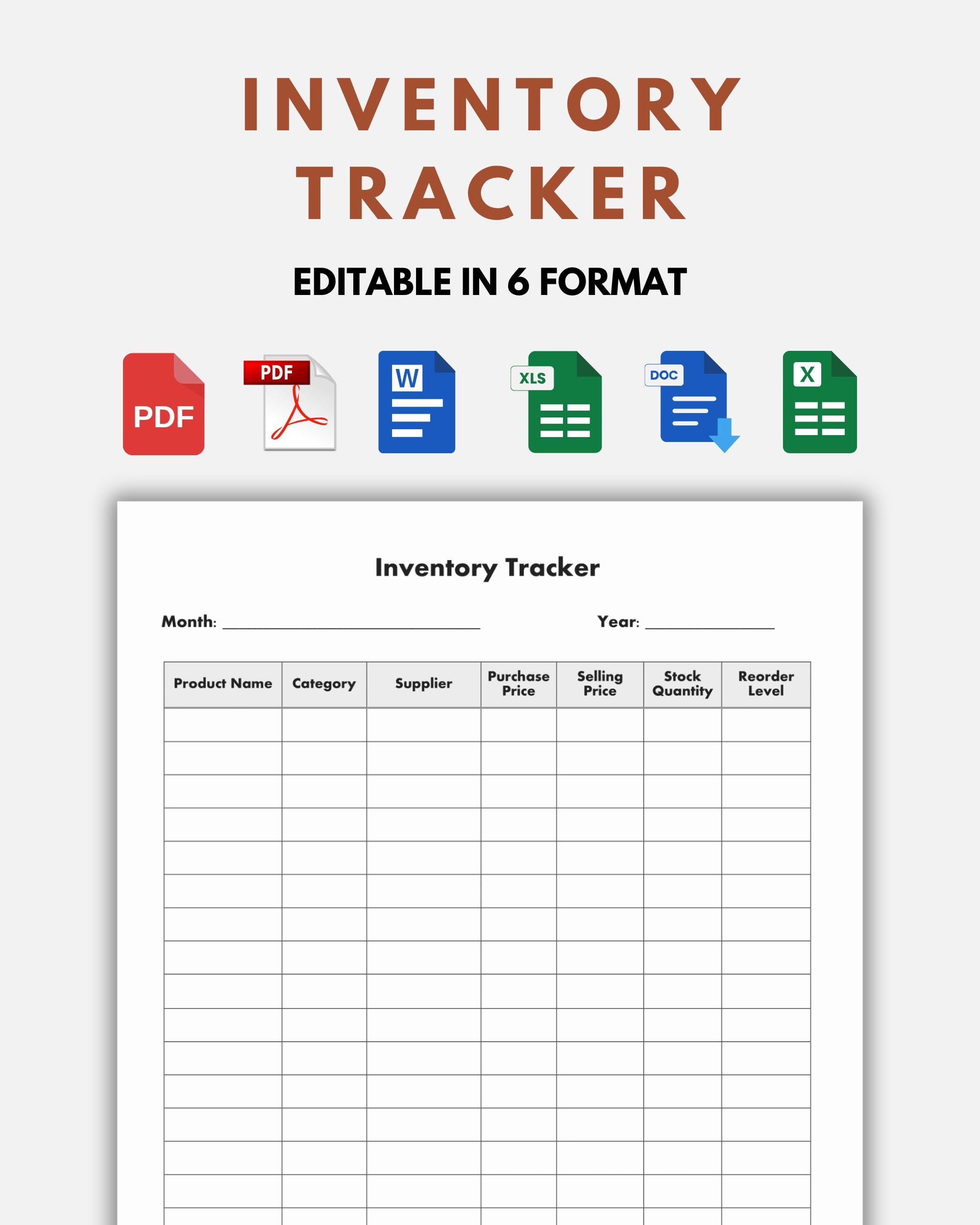 Editable Inventory Tracker Template, Small Business Inventory Spreadsheet, Instant Download