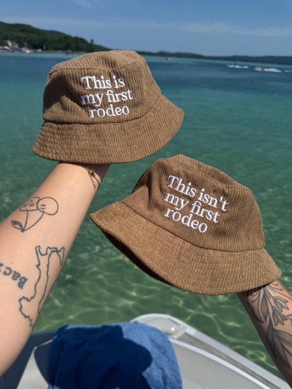 Brown Bucket Hat with Embroidered Text Embroidered Bucket Hat With Text, Logo, Personalized Vintage  main image 4