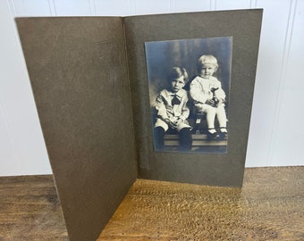 Antique Cabinet Card Children’s Portrait in Original Folding Frame Holder