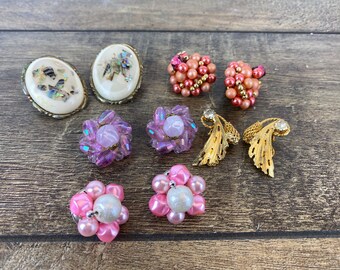 Lot of Vintage Clip On Earrings - Five (5) Pairs