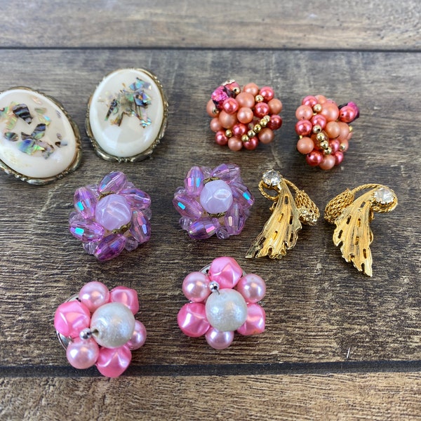 Lot of Vintage Clip On Earrings - Five (5) Pairs