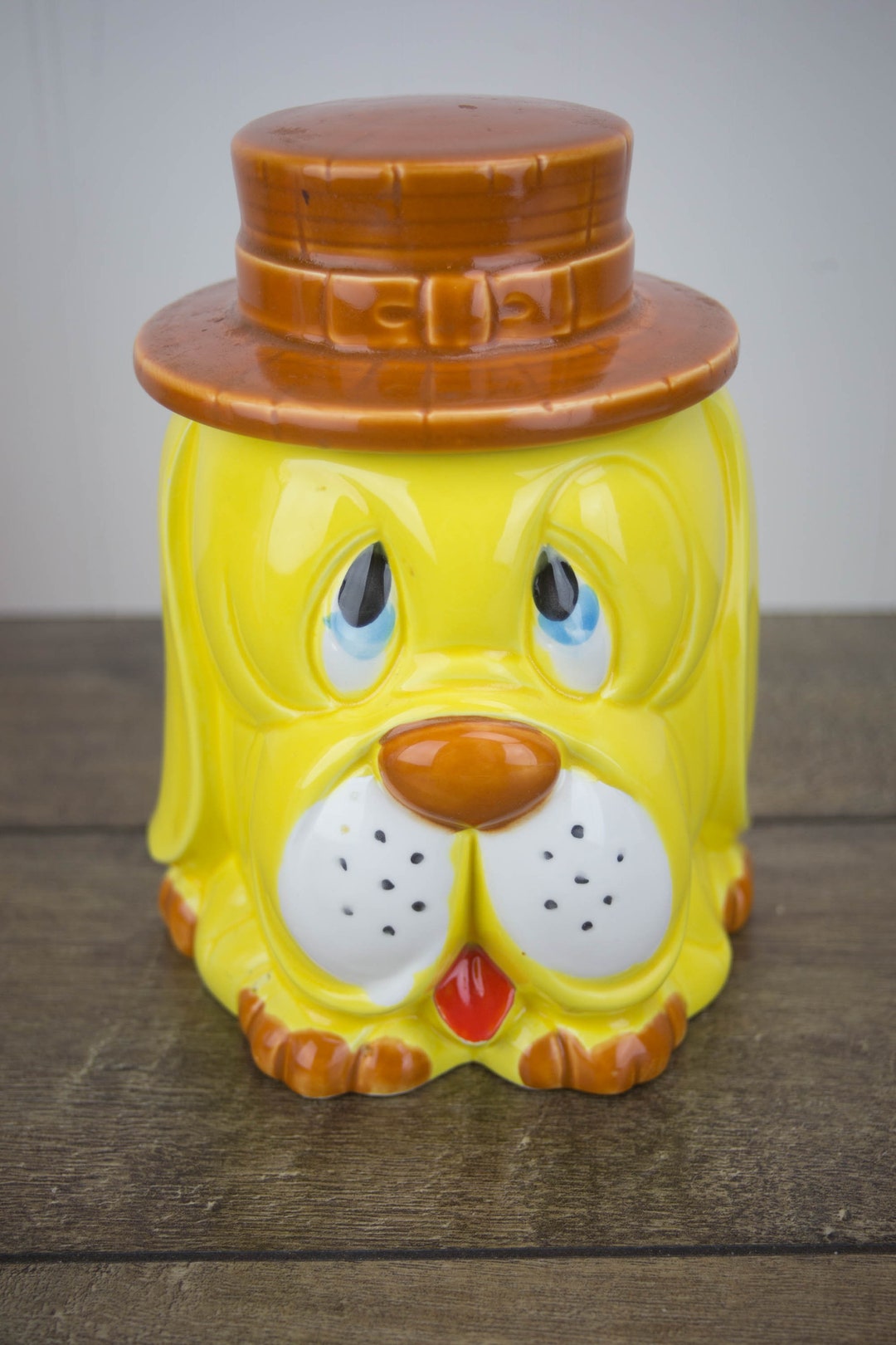 Vintage Dog Cookie Jar Made in Japan With Hat as Lid Etsy