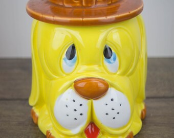 Vintage Dog Cookie Jar Made in Japan with Hat as Lid