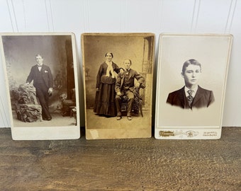 Set of 3 Cabinet Card Antique Family Portraits - C.F. Schroeder Studio from Green Bay Wisconsin