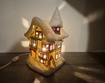 Vintage Light-Up Christmas Village House - Light in Working Condition - Made in Taiwan R.O.C.
