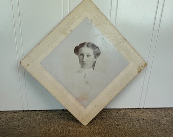 Antique Cabinet Card Portrait of Young Woman - 4" x 4"