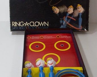 Ring-A-Clown Ring Toss Game in Original Box with Instructions - Made in USA by Cadaco, Inc. - 1971