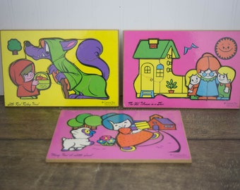 Set of Three Vintage Connor Toy Wooden Puzzles