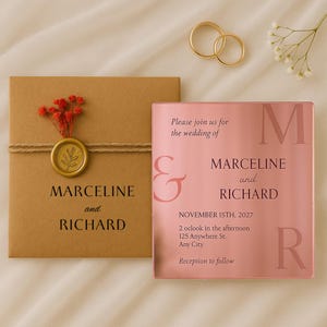 Personalized Rose Gold Mirror Acrylic Wedding Invitation – Elegant Modern Custom Wedding Card for Guests