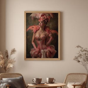 Burlesque Wall Art – Flamingo Costume Showgirl Portrait, Digital Download