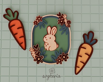 Layered Rabbit Carrot SVG Bundle: Easter Nursery Decor (Digital Download)
