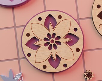 Star Flower Mandala Coaster SVG, Laser Cut Files | Layered Farmhouse Boho Wall Decor | Instant Download