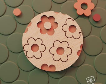 Groovy Flower Pattern: Coaster SVG File for Glowforge, Farmhouse Wall Art | Cottagecore Decor