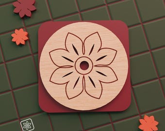 Folk Art Flower: Coaster SVG File for Glowforge, Boho Wall Art | Fall Home Decor