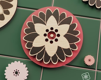 Geometric Sunflower SVG File: Farmhouse Decor, Coaster Design (Digital Download)
