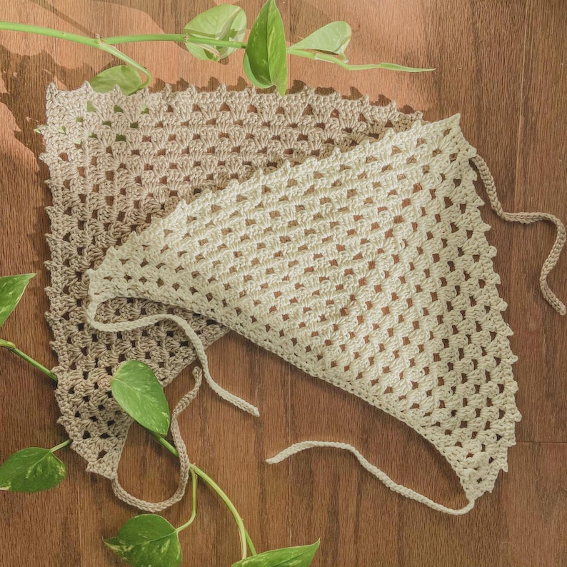 Crochet Bandana Pattern | Floral Triangle Headscarf Tutorial (PDF) image 5