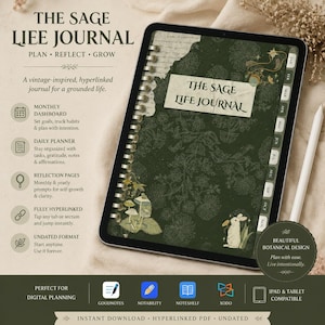 Hyperlinked Digital  yearly planner and journal for iPad and tablet users