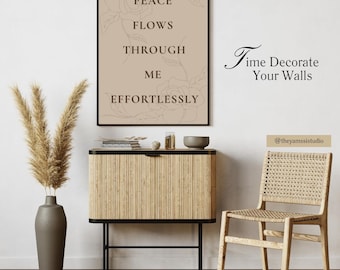 Wall Art Neutral Beige Print, Minimalist Quote Poster, Boho Printable Decor, Mindfulness Print
