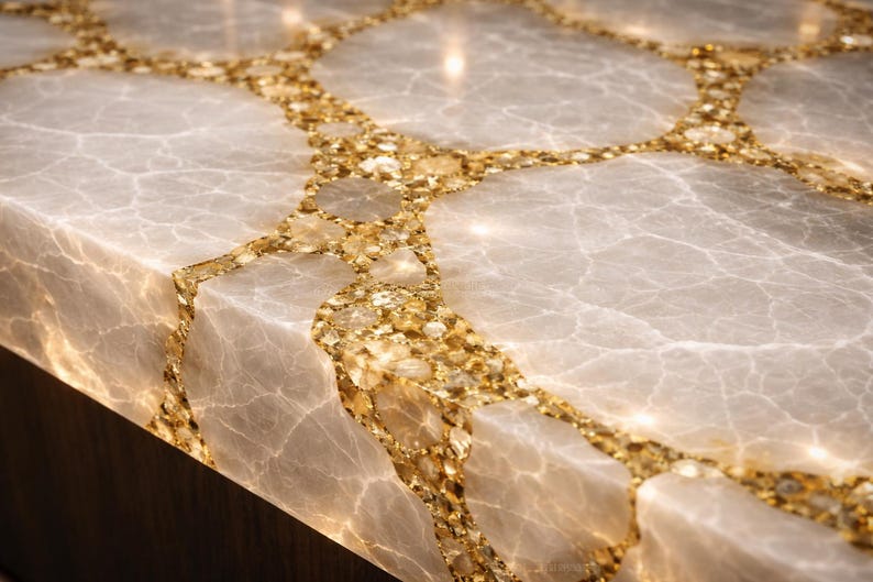 luxury white quartz dining table with gold inlay modern kitchen island

handmade quartz stone table premium marble look countertop furniture