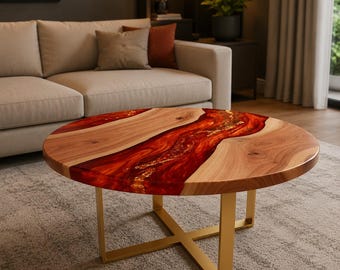 Round Wood Epoxy Resin Coffee Table, Handmade River Coffee Table, Live Edge Wood Table, Modern Resin Center Table