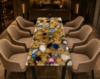 Brown Agate Coffee Table Handmade Agate Stone Table Natural Gemstone Mosaic Table Luxury Living Room Furniture