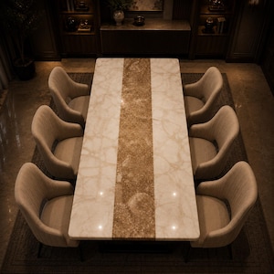 Handgefertigter Esstisch aus Onyx-Marmor - Handgefertigter Luxus-Esstisch aus Beige Onyx-Stein