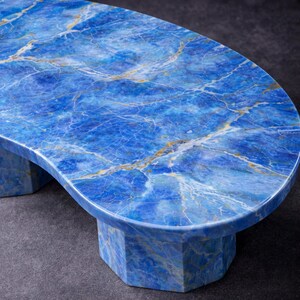blue onyx dining table luxury marble furniture modern interior
handmade gemstone dining table oval shape polished stone top