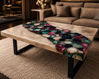 Achat Couchtisch Handgefertigter Luxusstein Couchtisch Natürlicher Edelstein Mitteltisch Moderne Wohnzimmermöbel